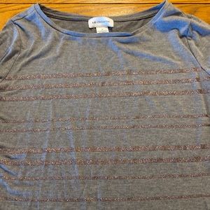 Liz Claiborne 3/4 grey shirt with sparkly stripes